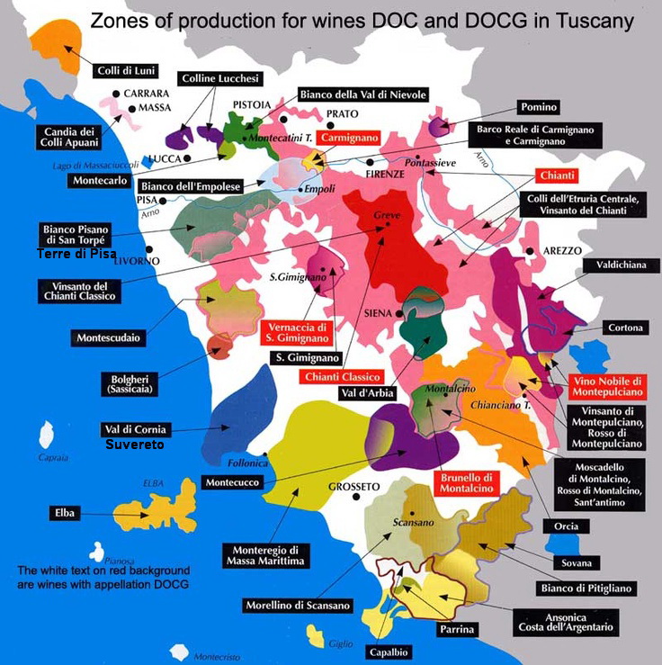 Винные области Тосканы (DOC и DOCG)